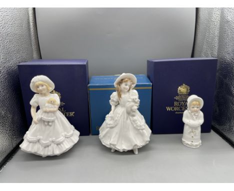 Boxed Royal Worcester - Katie, Boxed Royal Worcester - Lucy, Boxed Royal Worcester - Girl with Muff