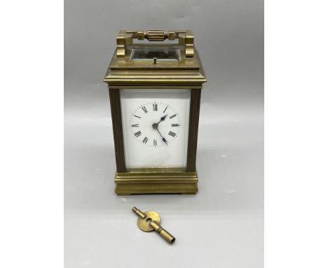 Antique Brass Carriage Clock with Key. 