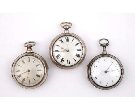 A SILVER PAIR CASED POCKET WATCH the white enamel dial with Arabic numerals, the movement signed James Price , Rhyader, 60mm 