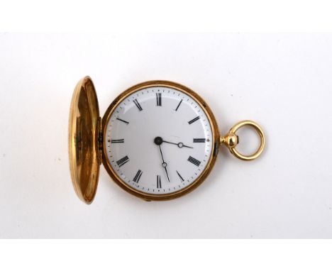 AN 18CT GOLD FULL HUNTING CASED POCKET WATCH the white enamel dial with black Roman numerals, inscribed Vacheron &amp; Consta
