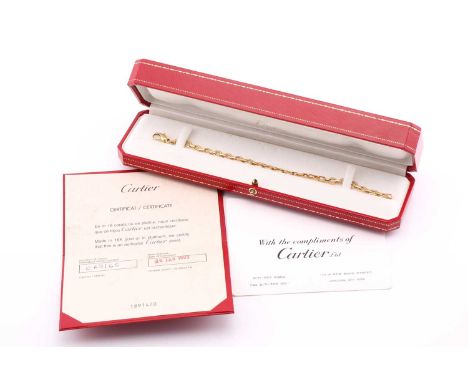 A Cartier flat oval link bracelet measuring 20.5cm long with a lobster clasp. Total weight of item 13.5 grams