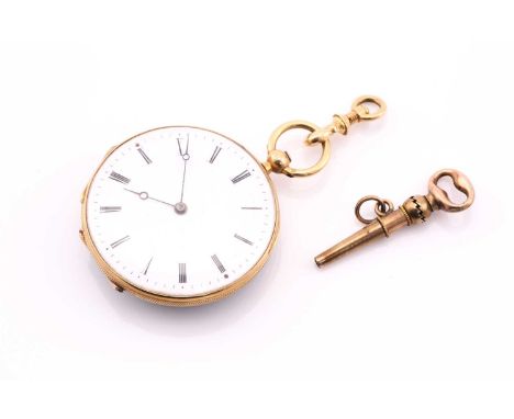 A diamond and bloodstone set lady's gold fob watch, consisting of a 30mm gold case with bloodstone and old-cut diamond-set sp