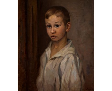 JOSE MARIA LÓPEZ MEZQUITA (Granada, 1883 - Madrid, 1954)"Portrait of a child.Oil on canvas.Signed in the lower right corner.S