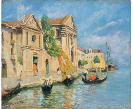 GONZALO BILBAO MARTÍNEZ (Seville, 1860 - Madrid, 1938)."Venice".Oil on canvas.Attached certificate issued by Dr. Gerardo Pére