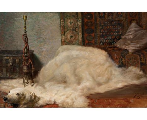 JOSÉ VILLEGAS CORDERO (Seville, 1848 - Madrid, 1921)."Arabian stay".Oil on canvas.Attached certificate issued by Don Ángel Ca