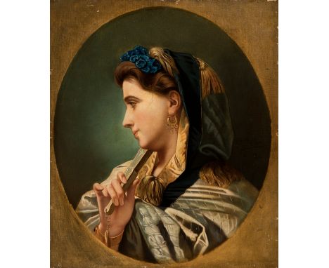 JOSÉ MARÍA FENOLLERA (Valencia, 1851 - Santiago de Compostela, 1918)."Orientalist Lady".Oil on canvas. Relined.It has faults 
