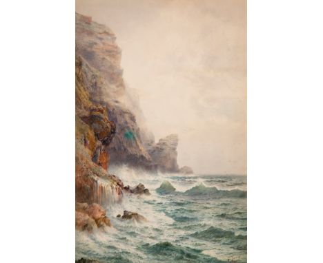 DIONISDIO FIERROS ÁLVAREZ (La Ballota, Asturias, 1827 - Madrid, 1894)."Cliffs".Watercolour on paper.Lack of glass.With restor