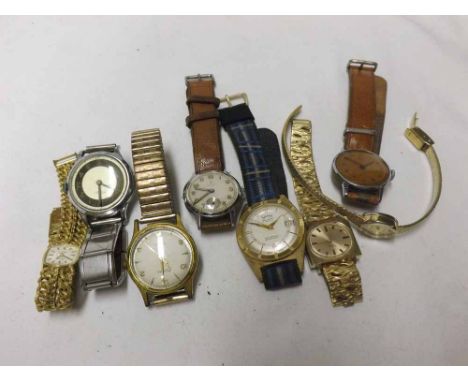 A Mixed lot comprising five various Wristwatches including Rotary, Junghans, Services and Ingersoll together with three vario