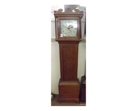 An early 19th Century Oak Cased 30-hour Longcase Clock, Andrews - Royston, the hood with overhanging cornice and shaped pedim