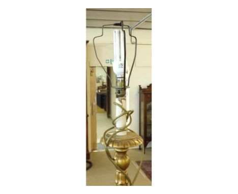 20th Century giltwood finish Standard Lamp raised on a spreading circular base 