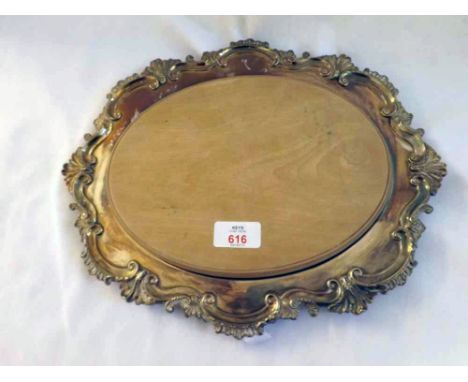 A 20th Century Bread Board with silver plated surround and wooden centre