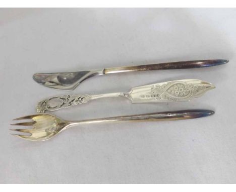 A Mixed Lot comprising: 20th Century Danish white metal Knife and Fork, together with a further Sheffield hallmarked Silver F