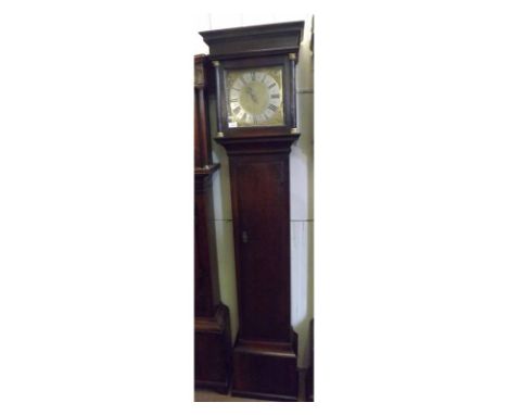 An 18th Century and later Oak cased 30-hour Longcase Clock, Phillips - Tenbury, the hood with overhanging corners to a plain 