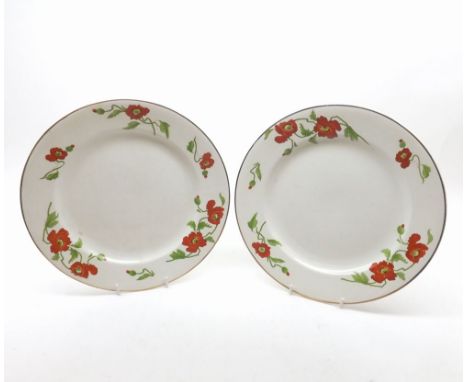 Two Wedgwood & Co Poppyland ware circular Dinner Plates, retailers mark for Jarrold Cromer and Sheringham to base, 10 1/2" di
