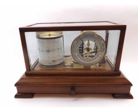 A first half of 20th Century Mahogany cased Barograph, 15648, of typical rectangular form with plinth shaped base, fitted wit