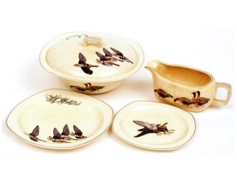 A quantity of Peter Scott Wild Geese pattern Table Ware, produced by Mid-Winter, comprising covered Vegetable Dish, two Meat 