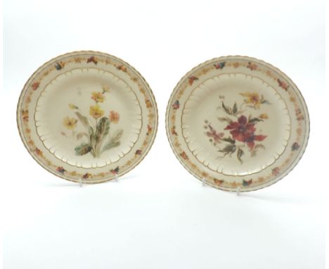 A pair of late 19th Century Crown Derby floral decorated Plates, with gilt rimmed borders, 8 1/2" diameter   30-40