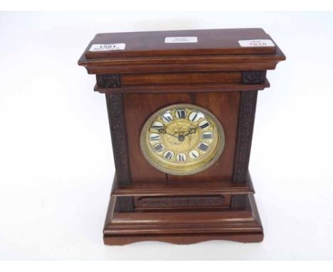 An early 20th Century Mahogany cased Mantel Timepiece, British United Clock Co, the plinth shaped case with applied foliate d