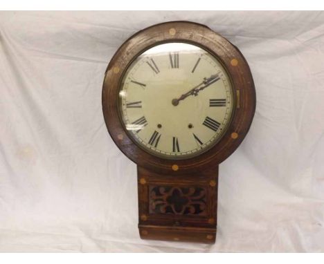 A late 19th Century Walnut and Boxwood Line Inlaid Dial Clock, the cross-banded and inlaid surround to a drop trunk with sing