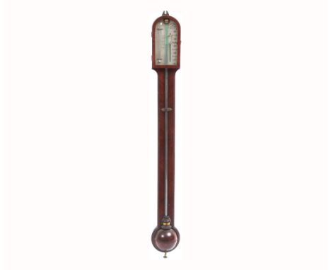 An early 19th Century Mahogany and Boxwood line inlaid Stick Barometer, Spears & Co - 28 College Green, Dublin, the arched ca