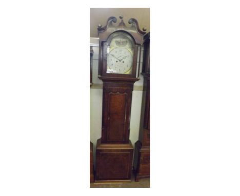 An early 19th Century Oak, Mahogany and line Inlaid 8-Day Longcase Clock, Jno Farrer - Pontefract, the hood with swan neck pe