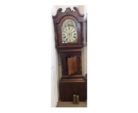 A mid-19th Century Mahogany Cased North Country 8-Day Longcase Clock, the swan neck pediment centred with bunch of grapes ove