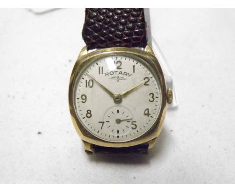 A Mid-20th Century 9ct Gold Wristwatch, Rotary, the Swiss 15-jewel movement with monometallic balance and lever escapement an