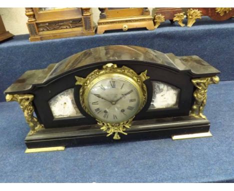 An early 20th Century Cast Brass and Black Marble Mantel Clock, retailed by Mappin & Webb Ltd - 24 & 26 St Anne's Square, Man