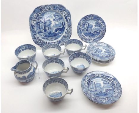 Quantity of Spode blue Italian Table wares comprising octagonal Dish, Milk Jug and two Sugar Basins, plus Cups, Saucers and S