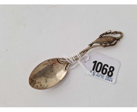 A stylish caddy spoon with bird shaped handle, Sheffield 1901 by JGM &amp; IM