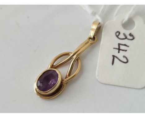 Art Nouveau amethyst drop pendant 9ct