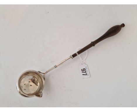Another toddy ladle with turn wood handle and lipped to bowl, London 1736 by W?