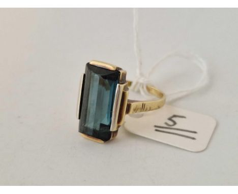 An Art Deco style single stone ring, 14ct, size S, 5.6 g