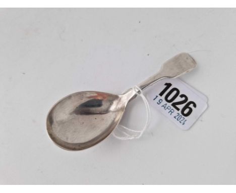 A Georgian fiddle pattern plain caddy spoon, London 1831 by WE