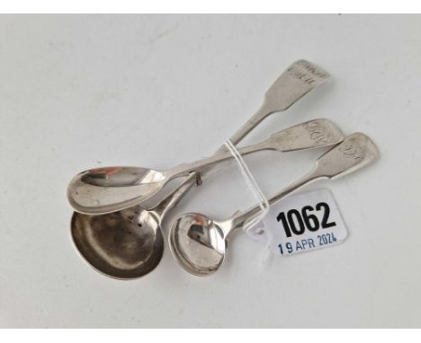 A Victorian Exeter cream ladle, 1849 and a salt and mustard spoon
