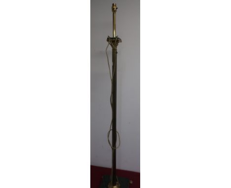 Brass Corinthium column standard lamp, on polished square base and four paw feet, (H142cm) 