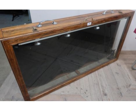 Large table top display cabinet, with hinged lifting top and interior lighting (122cm x 63cm x 18cm) 