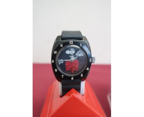 Late 1970s/early 80s Timex Snoopy VS The Red Baron child's mechanical wristwatch, complete with outer box and guarantee 