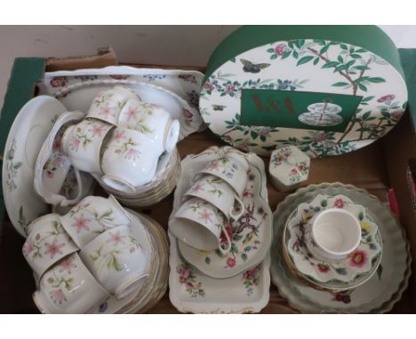 Richmond Wild Anenome part tea service, a V&amp;A bone china two tier cake stand, two Royal Worcester Evesham pattern dishes,