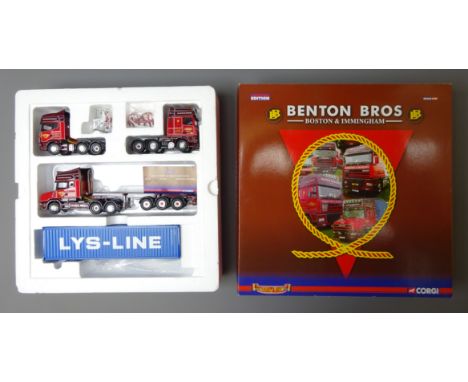 Corgi 'Hauliers of Renown' CC99173 1/50 scale Benton Bros. Boston &amp; Immingham Set, comprising Scania T Topline, DAF XF Su