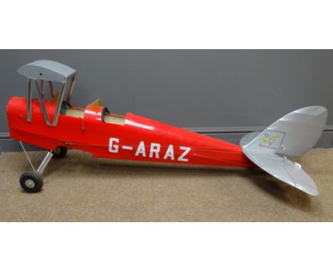 Giant scale Super Tiger Moth Radio Controlled aircraft, fitted servo's and with Zenorah 4-stroke engine and box of spares inc