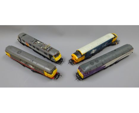 Hornby 'OO' gauge Class 90 electric locomotive No.90037 and three Lima locomotives: Class 47 diesel 'Porterbrook' No.47817, C