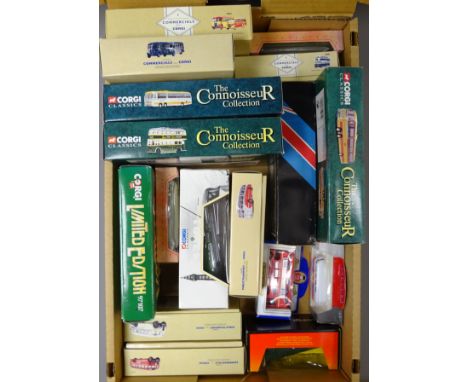 Seventeen die-cast models of buses and coaches by Corgi Classics, Solido, Lledo etc, all boxed