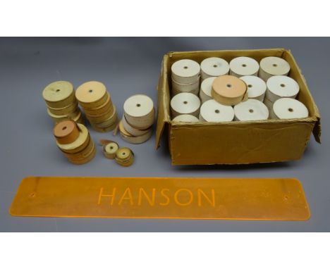 Large qty of Bell Punch Co. rolls of Setright Bus tickets for Hanson's Buses Ltd. Huddersfield, approx 59 and a tinted perspe