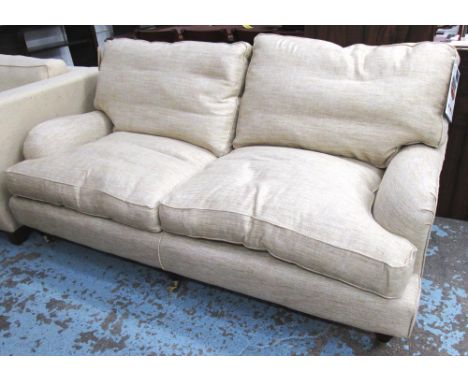 MULTIYORK SOFA, Howard style, with oatmeal upholstery, 92cm D x 97cm H x 180cm W. 