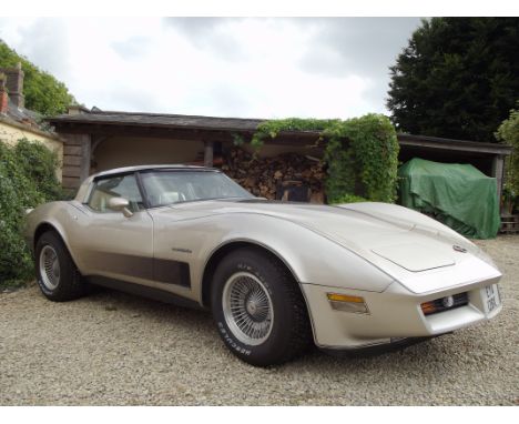 A 1982 Chevrolet Corvette Collector's Edition, registration number EYA 128X, silver beige. The 1982 CE was created as a limit