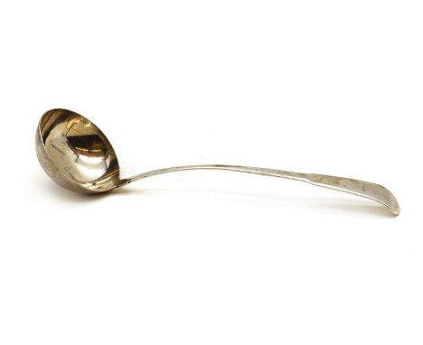 A George III silver Fiddle pattern ladle,by John Robertson &amp; John Walton, Newcastle 1812,31cm long6.9oztCondition ReportT