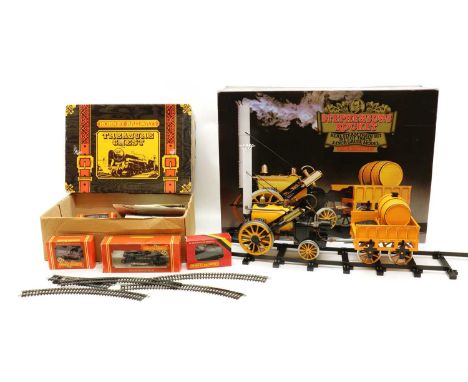 A Hornby Stephensons Rocket Real Steam Train Set,3.5in gauge model, complete with 25ft of track, and operating instructions,t