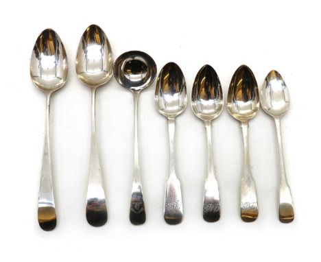 A collection of Scottish Provincial silver flatware,19th century, comprising an Aberdeen ladle, engraved with a crest 'Nil De