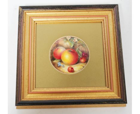 A Royal Worcester porcelain plaque decorated with fruit signed 'W Bee', modern frame 23.5cm x 23.5cm. CONDITION REPORT - visi